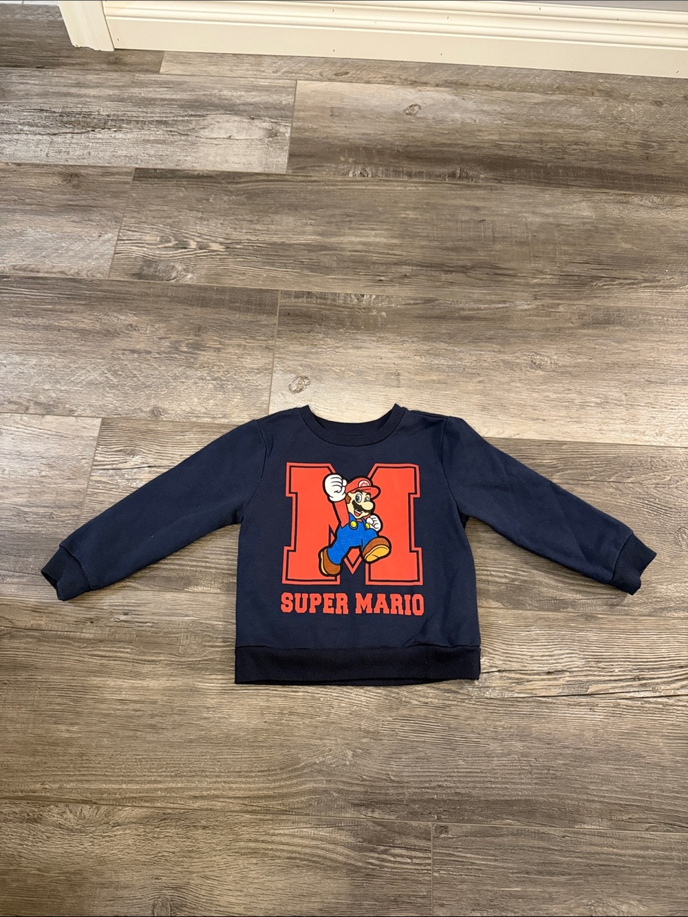 Super Mario Navy Sweatshirt with Red Super Mario Graphic